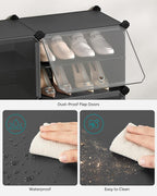 SONGMICS Shoe Rack Organizer, 8-Tier Shoe Storage Cabinet for Closet and Entryway, Holds 32 Pairs of Shoes, Adjustable, Ink Black and Trasparent ULPC034B01