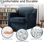 Pia Ricco 2-Pack Plush Oversized Chenille Fabric Swivel Accent Chairs with Removable Covers, Living Room Reception Bundle Set,Grey Blue
