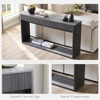 OKD 63" Fluted Console Table for Entryway, Modern Entryway Table with 2 Large Drawers, Long Sofa Table Behind Couch for Living Room, Hallway, Couch, Foyer，Dark Alder
