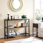 Hoctieon Industrial Console Table, 3 Tier Entryway Table, Hallway Table, Narrow Sofa Table with Shelves, Entrance Table for Entryway, Living Room, Foyer, Hallway, Office, Grey