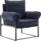Xifan Modern Comfy Reclining Chair with 6 Angle Adjustable Backrest, Upholstered Accent Chair Fabric Living Room Lounge Chair for Reading Room - Dark Blue, 1PC