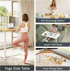 FLEXISPOT Adjustable C Table with Wheels, Mobile Snack Side End Table Sofa Couch Bedside Table Laptop Rolling Cart TV Tray Night Stand Small Space Side Table,(27.6" W x 15.7" D,Maple)