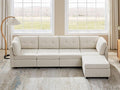 VANOMi 4 Seat Modular Sectional Sofa with Ottoman, 118" Cloud Sofas & Couches, Cozy Chenille Sectional Couches for Living Room, Apartment, Office, Beige, L Shaped