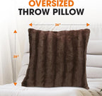 Cheer Collection Faux Fur Throw Pillows - Decorative Pillows for Couch, Bed Throw Pillows, Chocolate Accent Pillows for Bedroom or Living Room Aesthetic, Set of 2 Furry Throw Pillows, 26" x 26"