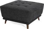 Christopher Knight Home Kinsley Square Ottoman Footstool, Ottoman Chair with Large Seat, Chenille Fabric Upholstery Coffee Table, Modern Side Table for Living Room Bedroom Home Decor, Grey