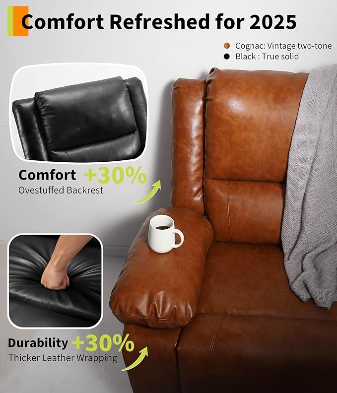 GarveeHome Oversized Wide Power Lift Recliner Chair - Heat and Massage, PU Leather, Adjustable Back and Legs, Electric Lift Chair Designed for The Elderly and People with Mobility impaired