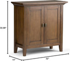 SIMPLIHOME Redmond SOLID WOOD 32 inch Wide Transitional Low Storage Cabinet in Rustic Natural Aged Brown for the Living Room, Entryway and Family Room