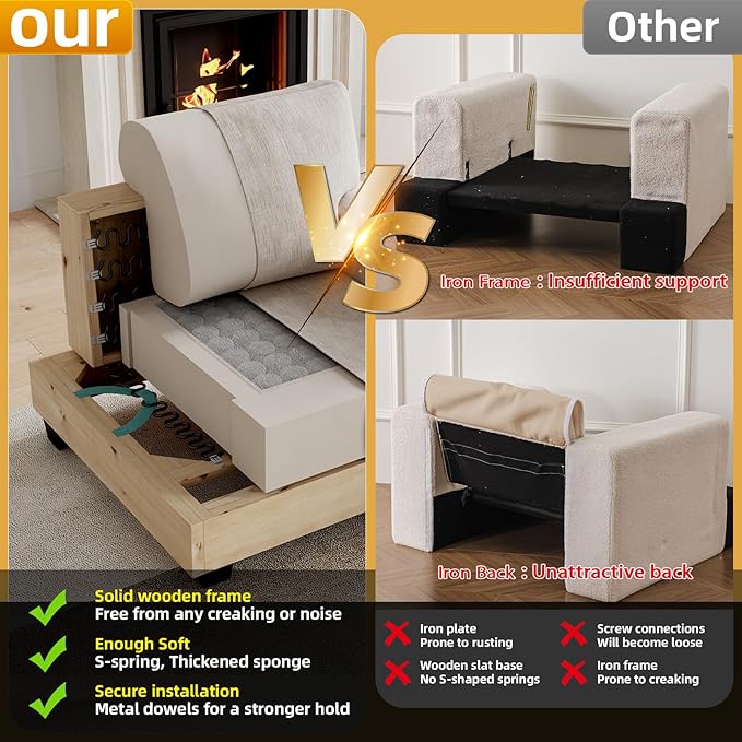 85'' L Shaped Couch with Armrest Organizer,3 Seats Sofas with Movable Ottoman,Comfy Sectional Sofa with Thick Cushion,Chenille Sectional Couches for Living Room,Bedroom,Apartment,Home Furniture,Khaki