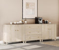 WAMPAT Sideboards Buffet Cabinet, 3-in-1 Wood Wide Credenza Storage Cabinet with Doors and Drawers, Modern Kitchen Coffee Bar Table with Storage for Living Room Dining Room, Natural Oak