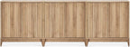 mopio Brooklyn Storage Cabinet, Modern Farmhouse Entryway Accent Cabinet, Buffet Sideboard, Credenza, Wood Modular Cabinet with Doors & Shelf, Fluted Panel (Oak Wave Fluted Cabinet, Set of 3)