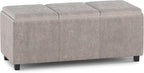 SIMPLIHOME Avalon 42 inch Wide Contemporary Rectangle Storage Ottoman in Distressed Grey Taupe Vegan Faux Leather, Assembled, for the Living Room, Entryway and Family Room