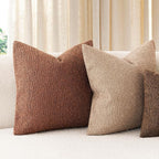 Foindtower Set of 2, Decorative Textured Boucle Throw Pillow Covers Accent Solid Pillow Cases Neutral Soft Cozy Couch Cushion Case for Chair Sofa Bedroom Living Room Home Decor 16x16 Inch Red Taupe