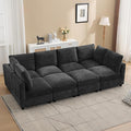Modular Sectional Cloud Sofa Bed, 8-Seater Convertible Sofa Couch with Ottoman, Modern Deep Seat Sleeper Sofa for Living Room, Chenille Dark Grey