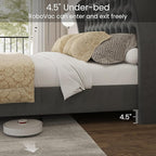 LARMACE Queen Size Bed Frame Velvet Upholstered Platform Bed with Wingback Headboard & Footbaord, Deep Button Tufted Bed Frame with Wood Slats Support, No Box Spring Needed, Grey