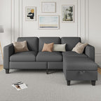 Sectional Sofa Couches for Living Room - 78''Convertible Modular Three-Seater L-Shaped Pet-Friendly Couch,Washable Sofa Cover-Bench Storage, Suitable for Small Living Room, Apartment,Office-Dark Gray