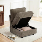 TEKAMON Middle Seat with Storage, Modular Sofa Couch, Brown