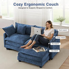 Cloud Chenille L-Shaped Sofa with Ottoman, 77" Space Saving Sectional Loveseat with Chaise, for Small Spaces, Easy Assembly, 1YR Warranty