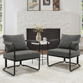 Accent Chairs Set of 2 for Living Room, Mid Century Modern Upholstered Reading Armchairs for Bedroom, Office, with Comfy Chenille Cushion & Metal Frame, Dark Grey