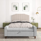 Queen Size Headboard Only, Linen Wall Mounted Headboard Queen/Full Size for Adjustable Bed, Modern Vertical Channel Design with Curved Tufted Upholstered Head Board, Beige