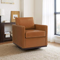 UIXE Faux Leather Swivel Accent Chair, Upholstered Armchair Comfy Club Chair for Living Room, Mid Century Modern Arm Chair Single Sofa Nook Bedroom Side Reading Seat - Light Brown