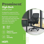 HON Prominent High Back Office Chair, Ergonomic Desk Chair with Adjustable Center-Tilt Recline, 360 Swivel, Swivel-Tilt, Black