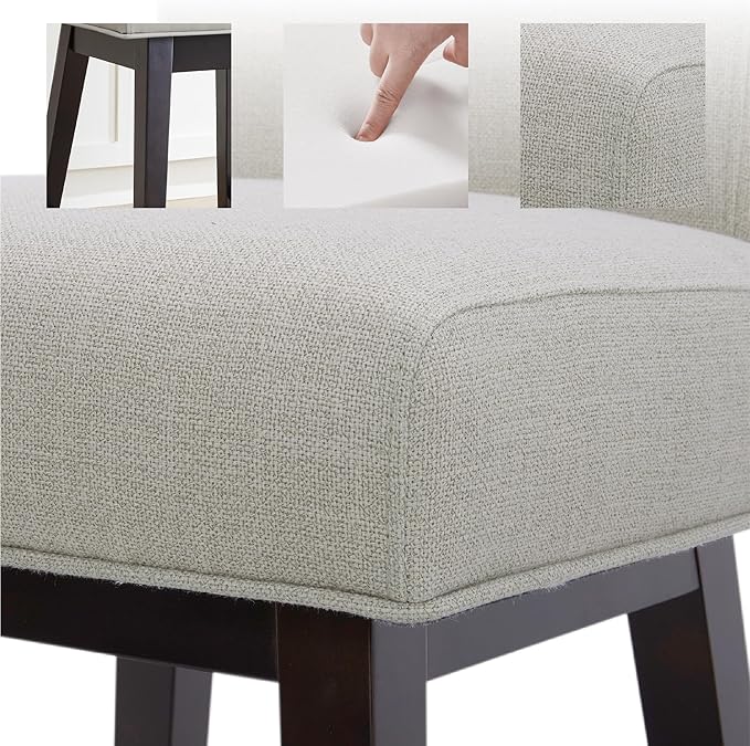 CHITA 26 Inch Counter Height Swivel Bar Stools Set of 3, FSC Certified Modern Upholstered Swivel Barstool Chairs with Back, Fabric in Linen