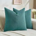 FUTEI Teal Decorative Throw Pillow Covers 26x26 Inch Set of 2,Soft Cozy Wheat Ear Striped Patterns Euro Pillow Shams,Modern Home Decor for Couch Bed Living Room