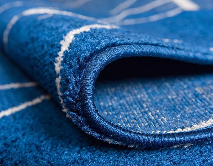 Unique Loom Trellis Frieze Collection Area Rug - Geometric (7' 10" Square, Navy Blue/ Ivory)