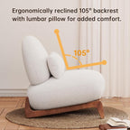 Morden Fort Cloud Boucle Chairs - Modern Accent Chairs Set of 2, Sturdy Tilted Wood Legs with Thick Cushion Comfy Lumbar Pillow Armless Reading Chairs for Living Room Lounge Bedroom - Off White