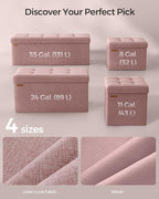 SONGMICS Mazie Collection - 30 Inches Folding Storage Ottoman Bench, Ottoman Foot Rest, End of Bed Bench, Storage Chest, Load 660 lb, for Living Room, Bedroom, Entryway, Jelly Pink ULSF047R11