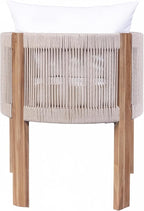 Christopher Knight Home Matera Dining Chair Set of 2, Acacia Wood Outdoor Accent Chair, Farmhouse Patio Kitchen Side Chair, Comfy Reading Chair, Round Backrest and Water Resistant Cushion,Teak+ Beige