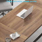 HSH Large Home Office Desk, Modern Wood Metal Computer Desk for Two Person, Extra Long Executive Writing Study Gaming Double Desk Workstation, 70 Inch Rustic Bedroom Living Room Table for 2 Monitors