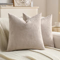 FUTEI Oatmeal Velvet Throw Pillow Covers 26x26 Inch Set of 2,Soft Embossed Leaf-Relief Textured Euro Pillow Shams,Natural Home Decor for Couch Living Room