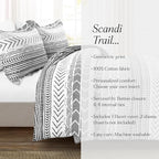 Lush Decor Hygge Geo Reversible 3 Piece Cotton Duvet Set, King, Black & White