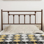 Metal Twin Size Headboard, Victorian Farmhouse Style Twin/Twin XL Headboard, Easy Assembly, Steel Headboard Only for Bedroom - Brown