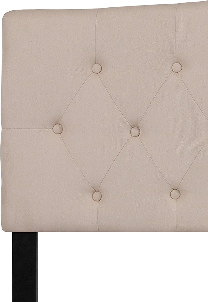 BizChair Tufted Upholstered King Size Headboard in Beige Fabric