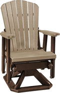 DutchCrafters Slat Fan Back Poly Adirondack Swivel Glider Outdoor Patio Chair (Tudor Brown & Weatherwood)