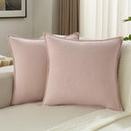 FUTEI Pink Chenille Throw Pillow Covers 26x26 Inch Set of 2,Edges Double-Stitched Euro Pillow Shams,Modern Home Decor for Couch Living Room