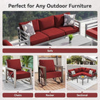 Luxury 6" Outdoor Cushions for Patio Furniture, 24x24x6" Thick Seat Cushion Set of 7, Fade Resistant Couch Chair Replacement Cushions High Density Deep Wicker Chair Cushion w/ Removable Cover, Red