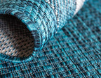 Unique Loom Outdoor Border Collection Area Rug - Soft Border (7' 1" x 10' Rectangle, Teal/ Ivory)