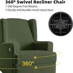 Boucle Swivel Glider Recliner Chairs Set of 2 for Adults - Plush High Back Rockers with Deep Seat, Coordinating Manual Recliners for Living Room, Luxury Upholstered Armchairs-Green