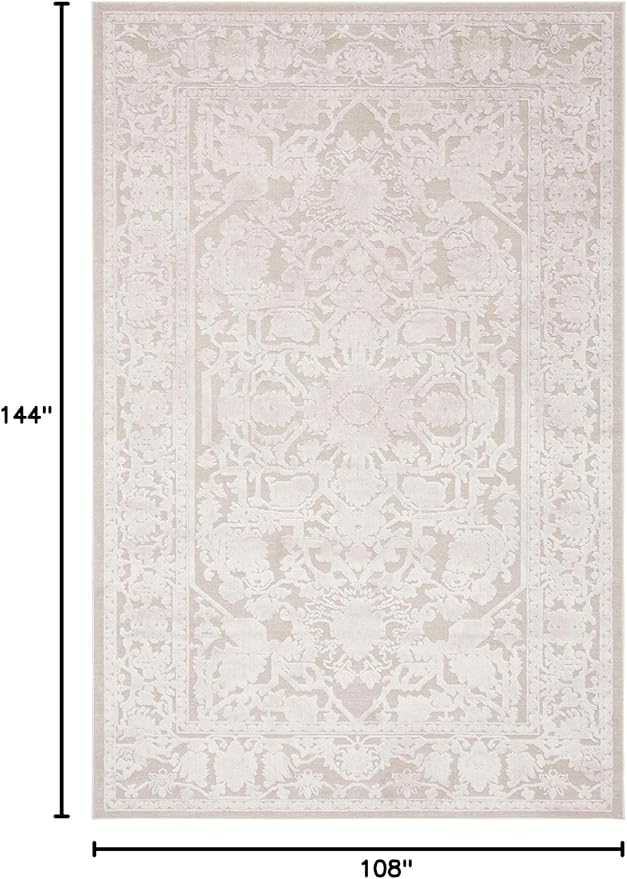 SAFAVIEH Area Rug 9x12 - Reflection Collection - Large - Cream & Ivory, Non-Shedding & Easy Cleaning, Ideal for Living Room, Bedroom, Dining Space (RFT665D)