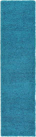 Unique Loom Solid Shag Collection Area Rug (2' 7" x 10' Runner Turquoise)