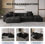 WJShome Oversized Modular Sectional Sofa, V Shaped Couch with Ottoman,Sectional Couches for Living Room,Large Linen Deep Seat with Pillow Couches for Home,Spacious Space,Black