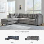 Signature Design by Ashley Marleton Contemporary Left-Arm Facing Tufted 2-Piece Sectional with Chaise and Loose Seat Cushions, Light Gray