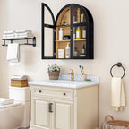 Arched Bathroom Wall Cabinet, Arch Medicine Cabinet Wall Mounted with Acrylic Doors, Wall Over The Toilet Storage Cabinet with Adjustable Shelves for Laundry Room, Kitchen (Black)
