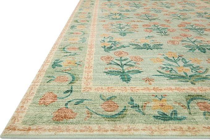 Loloi Rifle Paper Co. Eden Collection EDE-01 Mughal Rose Moss 2'-3" x 3'-9" Accent Rug feat. CloudPile™