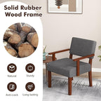 Giantex Mid Century Modern Accent Chair - Linen Living Room Arm Chair w/Soft Padded Seat & Backrest, Rubber Wood Frame, Upholstered Reading Chair for Living Room, Bedroom, Reception, Grey