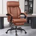 Big and Tall Executive Leather Reclining Office Chair with Footrest and Lumbar Support