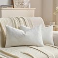 FUTEI Cream Velvet Throw Pillow Covers 12x20 Inch Set of 2,Soft Embossed Leaf-Relief Textured Lumbar Pillow Cases,Natural Home Decor for Couch Living Room